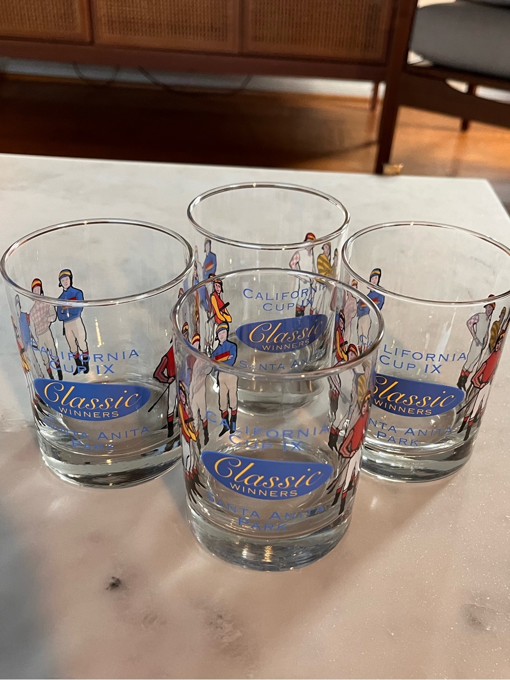 California Cup IX Santa Anita Park Classic Winners Glasses - Set of 4 Horse 🐎